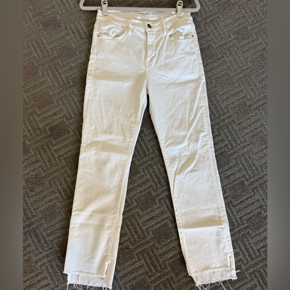 Frame Straight Leg White Jeans